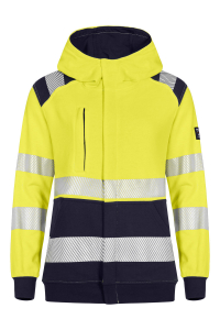 FR HI-VIS Sweatjacke für Damen mit Kapuze 1/1 Arm - metallfrei